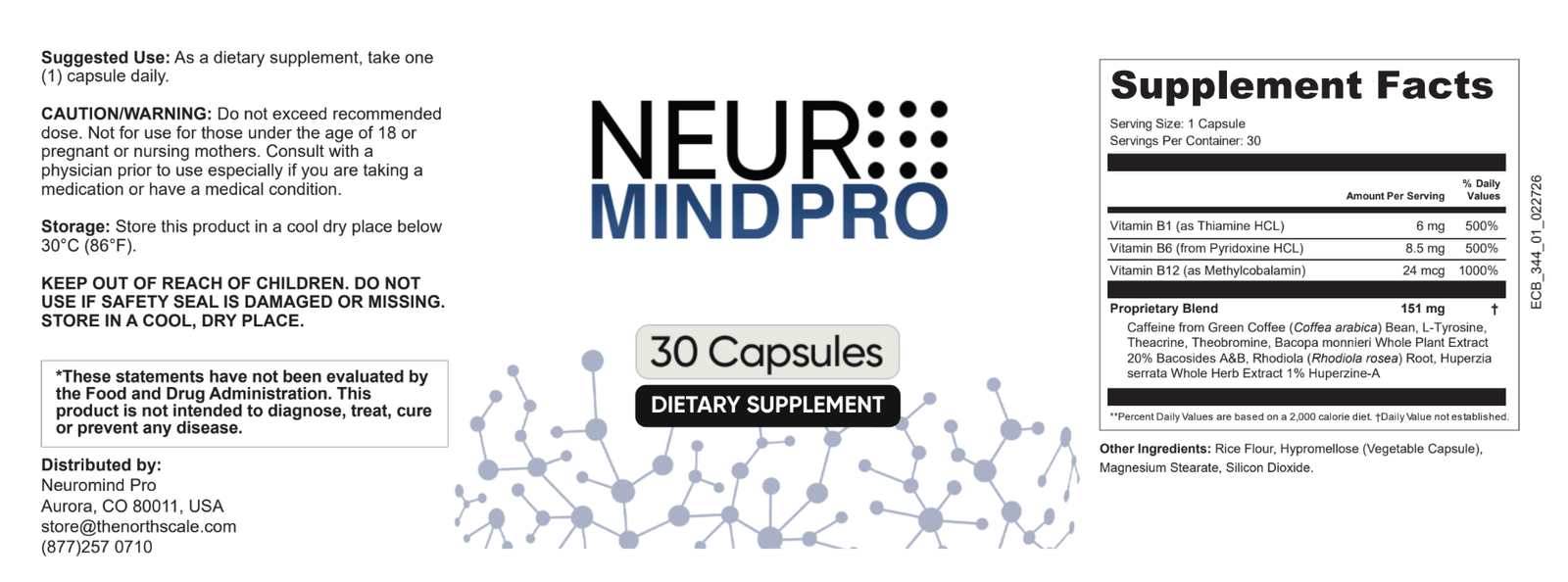 NeuroMind Pro Supplement Facts label